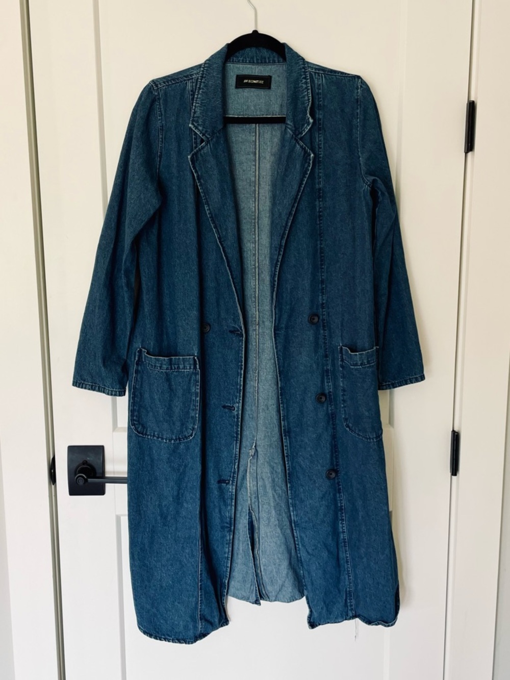 JW Signature Vintage Double Breasted Denim Trench Coat Jean Jacket